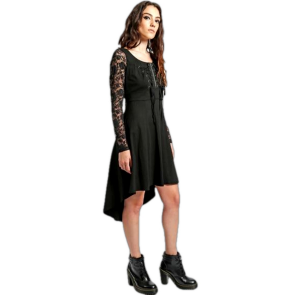 Tripp nyc Dresses & Skirts - Royal Bones Gothic Romantic Double Corset Hi-Low Lace Sleeve Dress Vampire Witch
